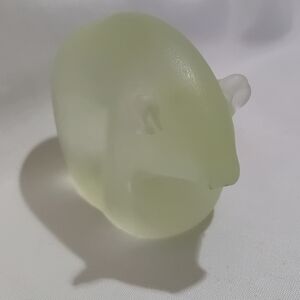 Vintage Slightly Yellow/Green Frosted Glass Polar Bear Sculpture Paperweight